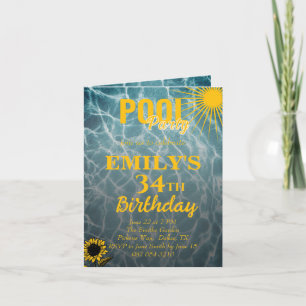 34th birthday pool party invitation