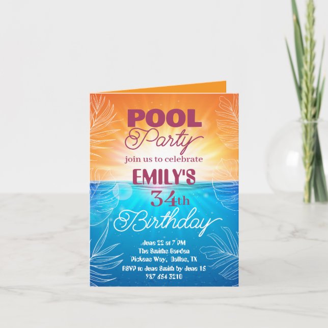 34th birthday pool party invitation (Front)