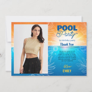 34th birthday pool party thank you card