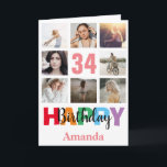 34th Happy Birthday Photo Collage Modern Pink Card<br><div class="desc">34th Happy Birthday Photo Collage Modern Pink Card with personalized name. For further customization,  please click the "Customize it" button and use our design tool to modify this template.</div>