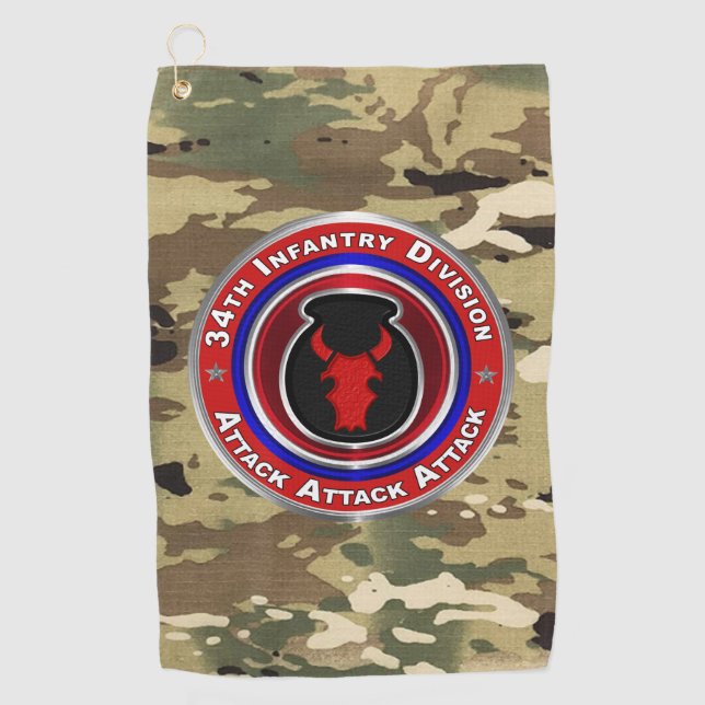 34th  Infantry Division  Golf Towel (Front)