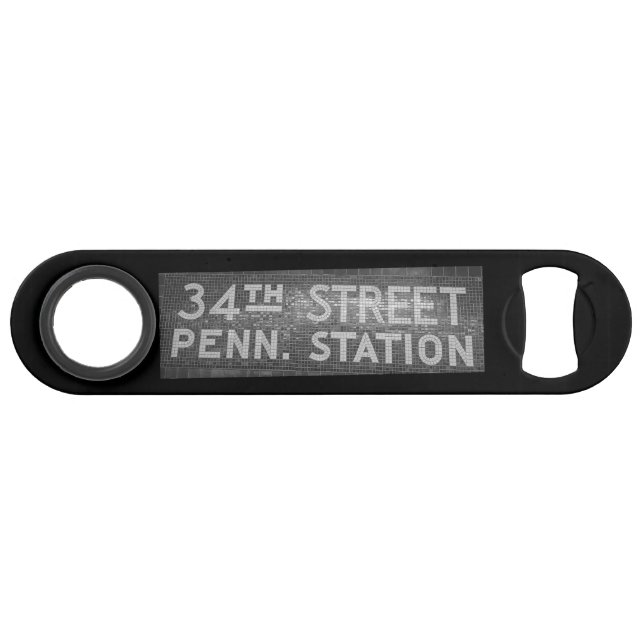 34th Street New York, NY Tile Train Station Sign Bar Key (Front (Horizontal))