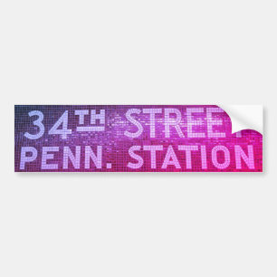 34th Street New York, NY Tile Train Station Sign Bumper Sticker