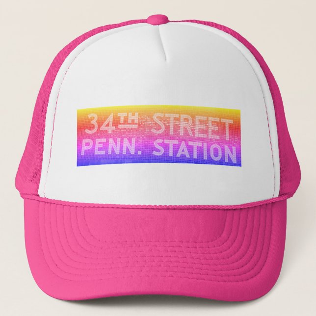 34th Street New York, NY Tile Train Station Sign Trucker Hat (Front)