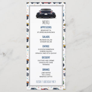 350Z Car Birthday welcome sign Menu