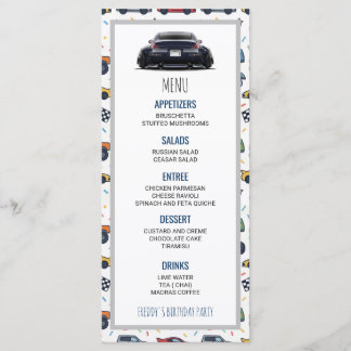 350Z Car Birthday welcome sign Menu