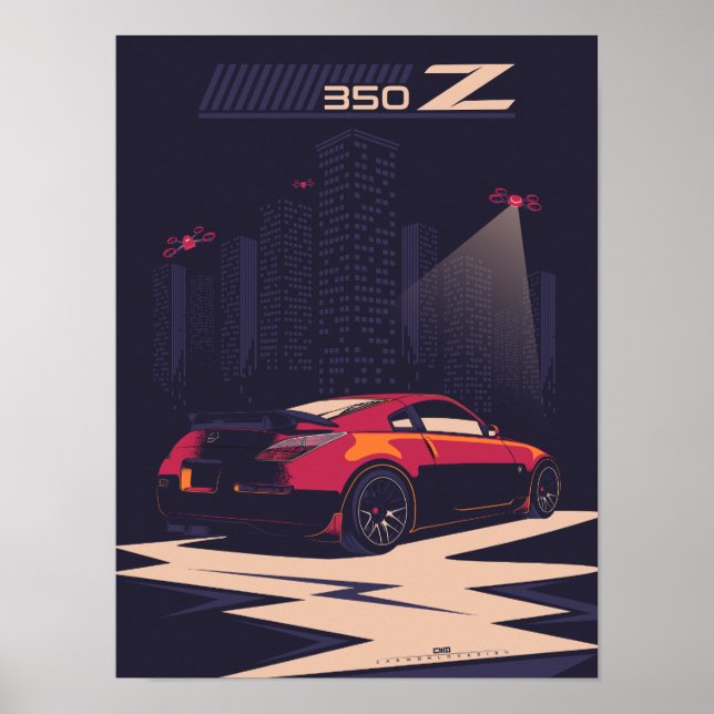 350Z car illustration art Poster (Front)