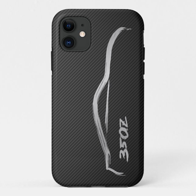 350Z Silver BruishstrokeLogo w/ Faux Carbon Case-Mate iPhone Case (Back)
