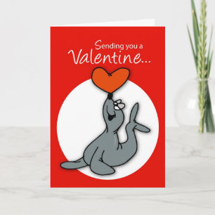 3569 Seal Valentine for Boy Holiday Card