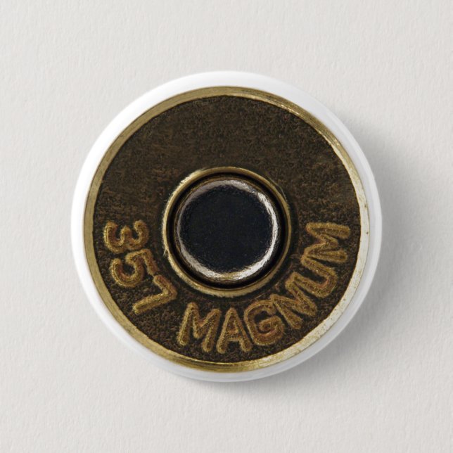 357 Magnum brass shell casing 2 Inch Round Button (Front)