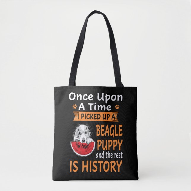 35 One Upon A Time  Beagle Puppy Tote Bag (Front)