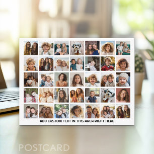 35 Photo Collage Grid - 1 Text box - black white Postcard