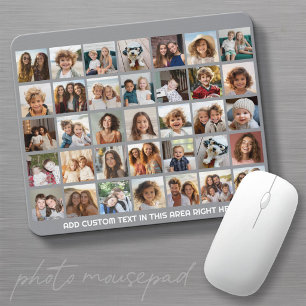 35 Photo Collage Grid - 1 Text box - grey white Mouse Pad