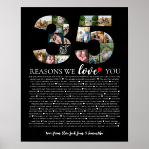 35 reasons why we love you 80th 70th birthday 60th poster