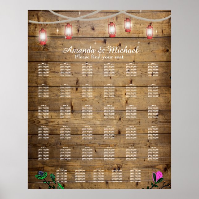 35 Tables Poster Rustique Luminaires De Lanterne (Devant)