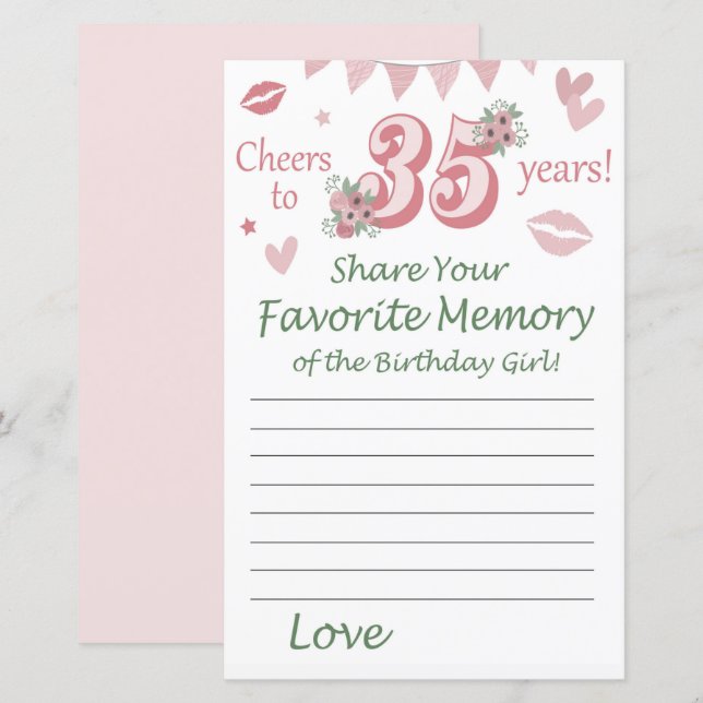 35 th birthday Favourite Memory of the Birthday Gi (Front/Back)