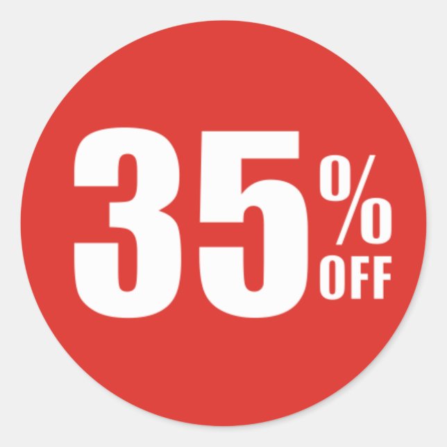 35% Thirty Five Percent OFF Discount Sale Sticker (Front)