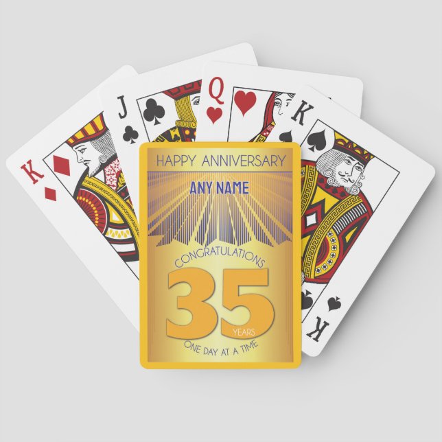 35 Year | Golden Ray 12 Step CUSTOM NAME Playing Cards (Back)