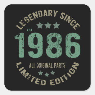 35 Year Old Bday 1986 Legend Since 35th Birthday Square Sticker