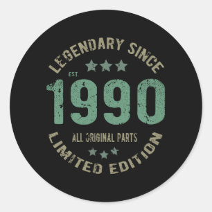 35 Year Old Bday 1990 Legend 35th Birthday Gift Classic Round Sticker