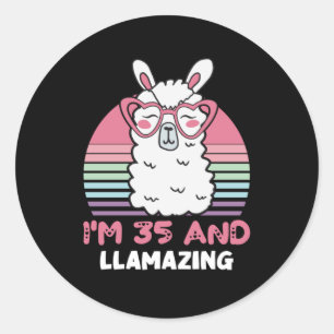 35 Year Old Bday Llamazing 35th Birthday Llama Classic Round Sticker