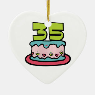 35 Year Old Birthday Cake Ceramic Ornament