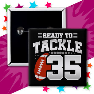 35 Year Old Tackle Football Party 35th Birthday 2 Inch Square Button