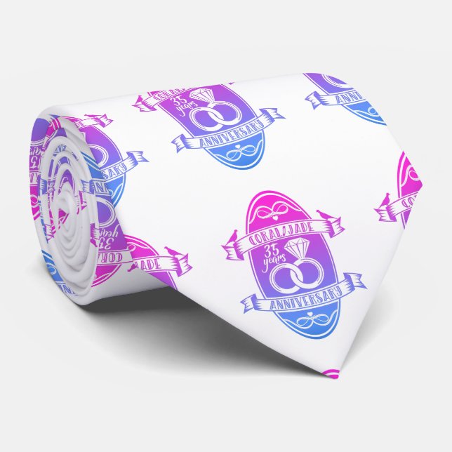 35 Year traditional coral Jade 235th  anniversary Tie (Rolled)