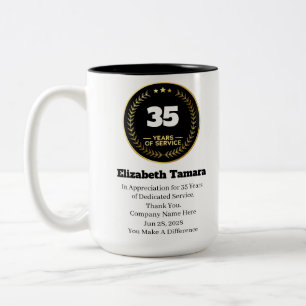 35 Year Work Anniversary Employee Appreciation Two-Tone Coffee Mug