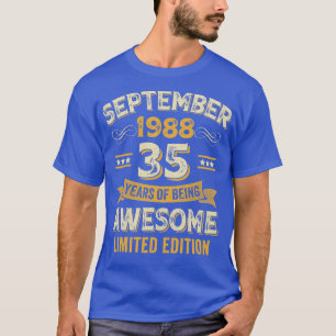35 Years Awesome Vintage September 1988 35th Birth T-Shirt