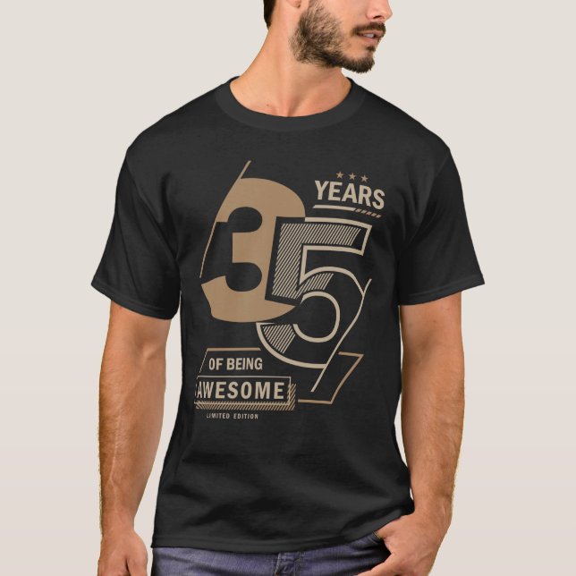 35 Years Of Being Awesome 35th Birthday Gift T-Shirt (Front)