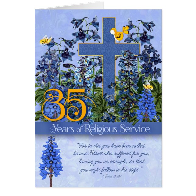 35 Years of Religious Service Larkspur Scripture (Front)