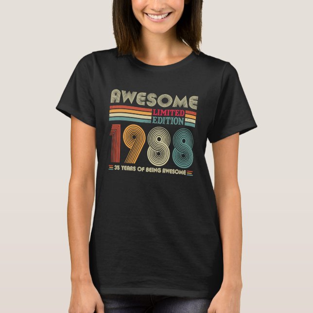 35 Years Old Awesome 1988 Retro 35th Birthday Deco T-Shirt (Front)