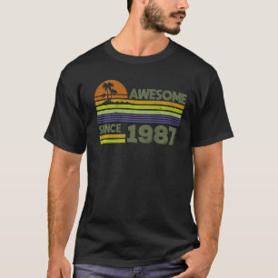 35 Years Old Men Women Awesome Since 1987   T-Shirt