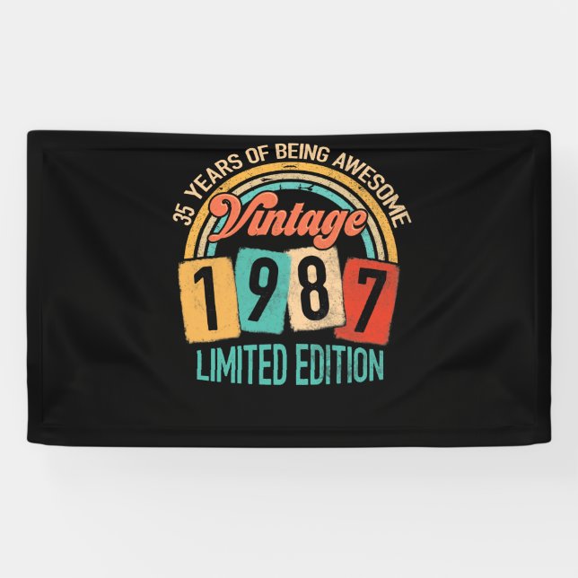 35 Years Old Of Be Awesome In 1987 35th Birthday Banner (Horizontal)
