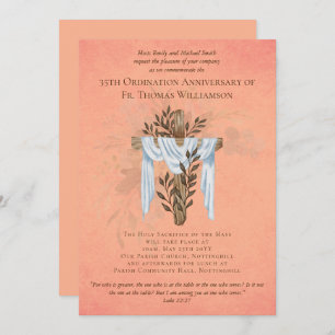 35e anniversaire d'ordination Invitation Coral