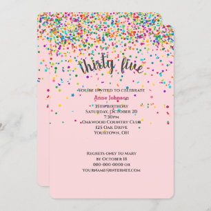35e anniversaire Fête confetti Invitation