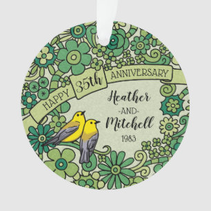 35e anniversaire personnalisé, Jade Floral Birds