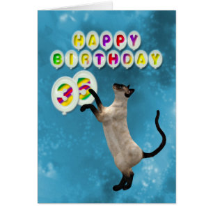 35e carte d'anniversaire avec chats siamois