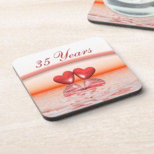 35th Anniversary Coral Hearts Coaster