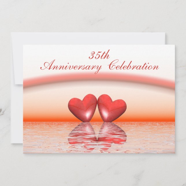 35th Anniversary Coral Hearts Invitation (Front)