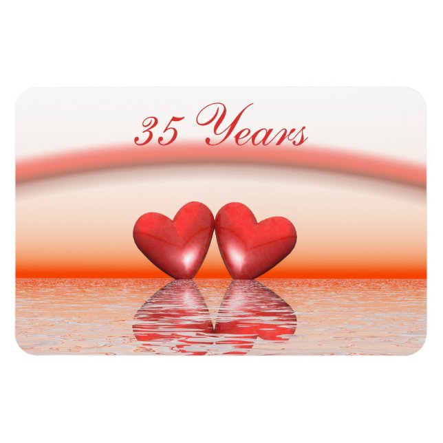 35th Anniversary Coral Hearts Magnet (Horizontal)