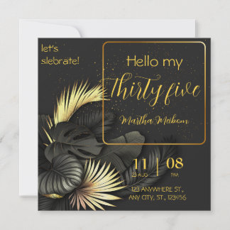 35th anniversary. Elegant birthday Invitation.