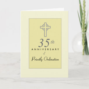 35th Anniversary of Priest with Embossed Cross, Re Card