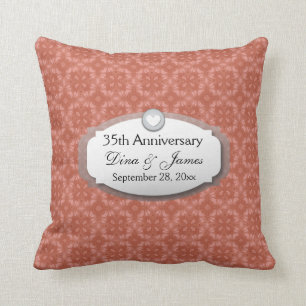 35th Anniversary Wedding Anniversary Coral Z22 Throw Pillow