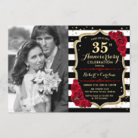35th Anniversary with Photo - Gold Black Red