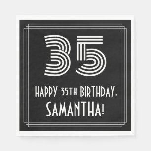 35th Birthday: Art Deco Inspired Look "35" + Name Napkin