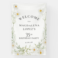 35th Birthday Banner April Birth Flower Daisy