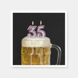 35th Birthday Beer on black Napkin