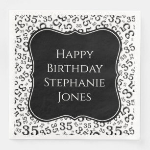 35th Birthday Black/White Random Pattern 35 Napkin